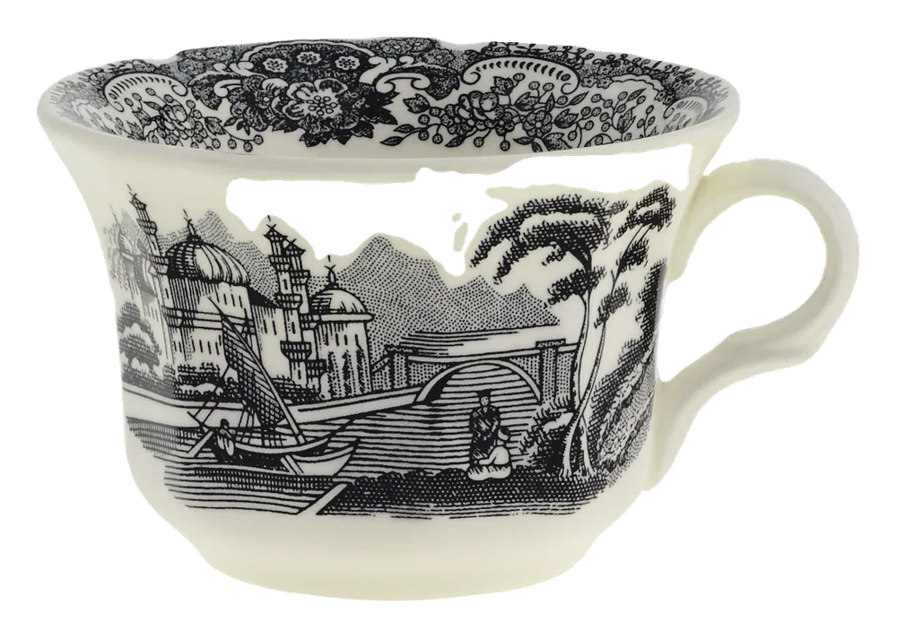 Taza Te Con Platillo Negro Vistas