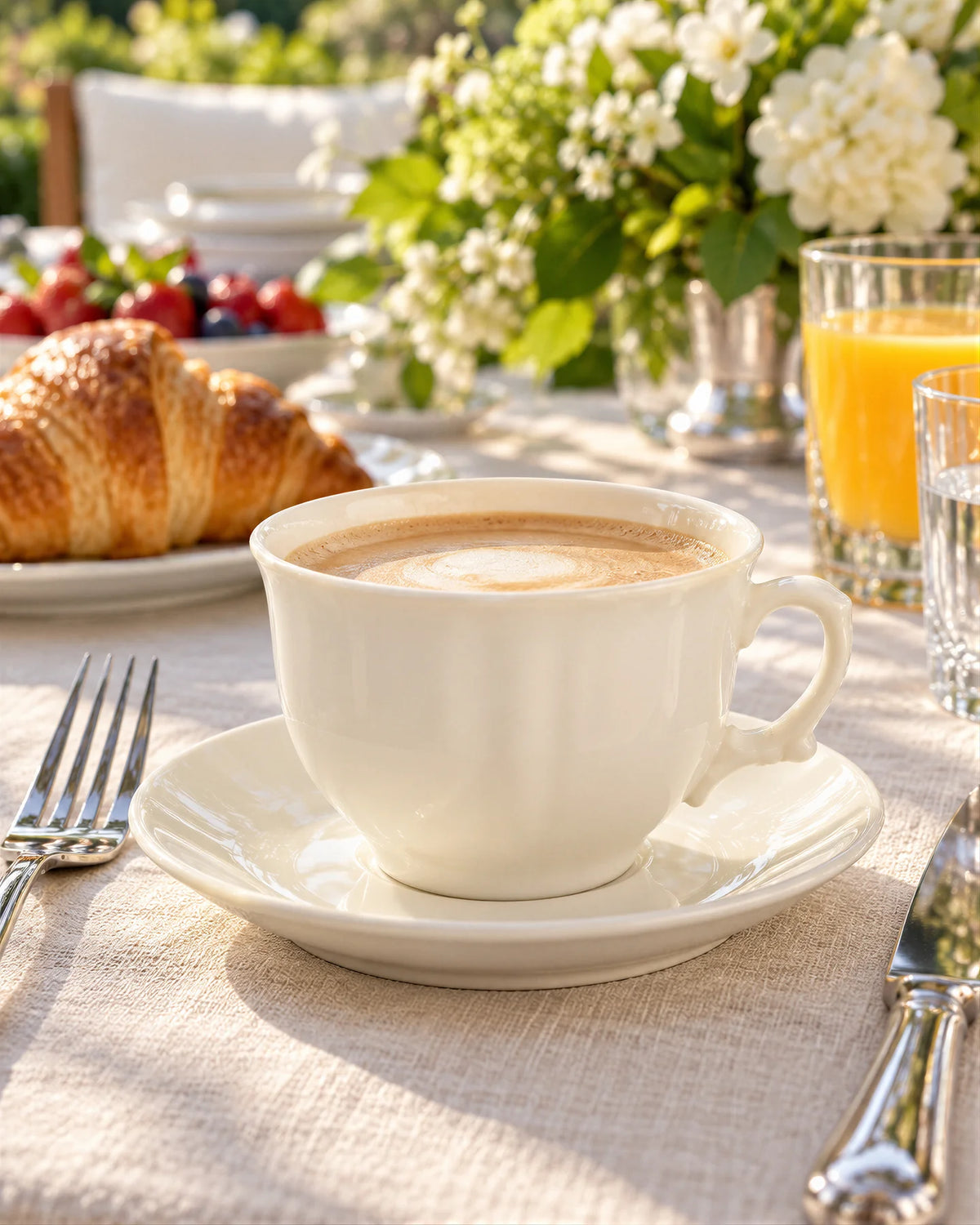 Aurora Blanca Breakfast Cup and Saucer