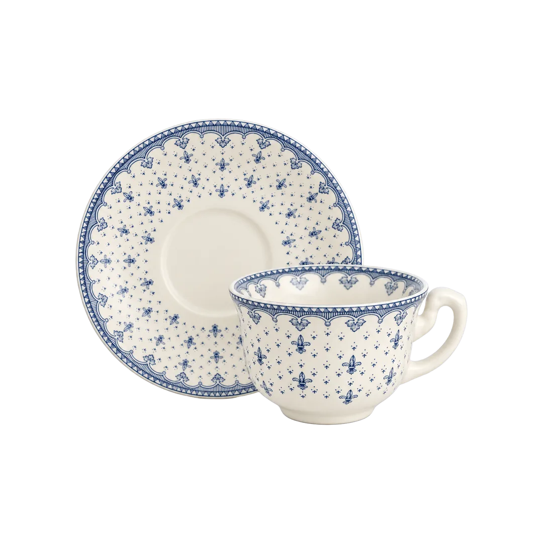 Taza Té Con Platillo Flor de Lis Azul
