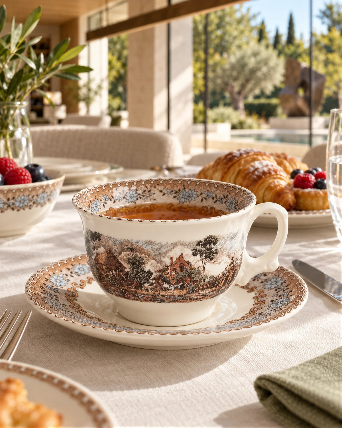 Taza Té Con Platillo Viejo Molino