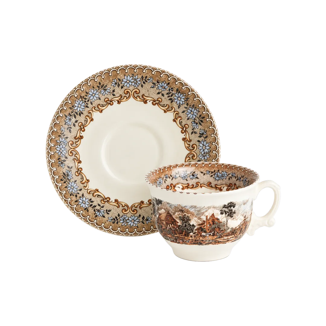 Taza Té Con Platillo Viejo Molino