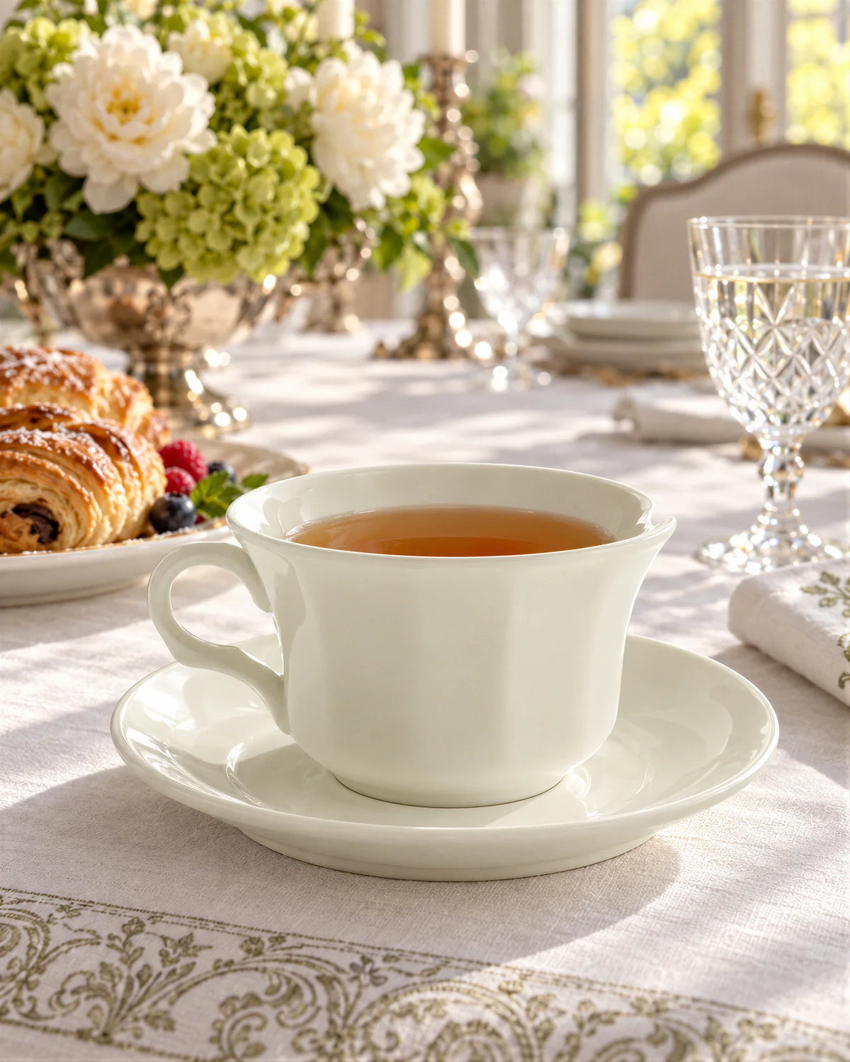 Ochavado Blanco Teacup and Saucer